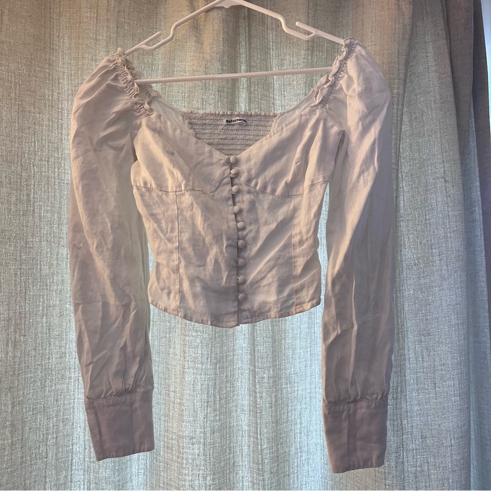 Reformation Linen White Top